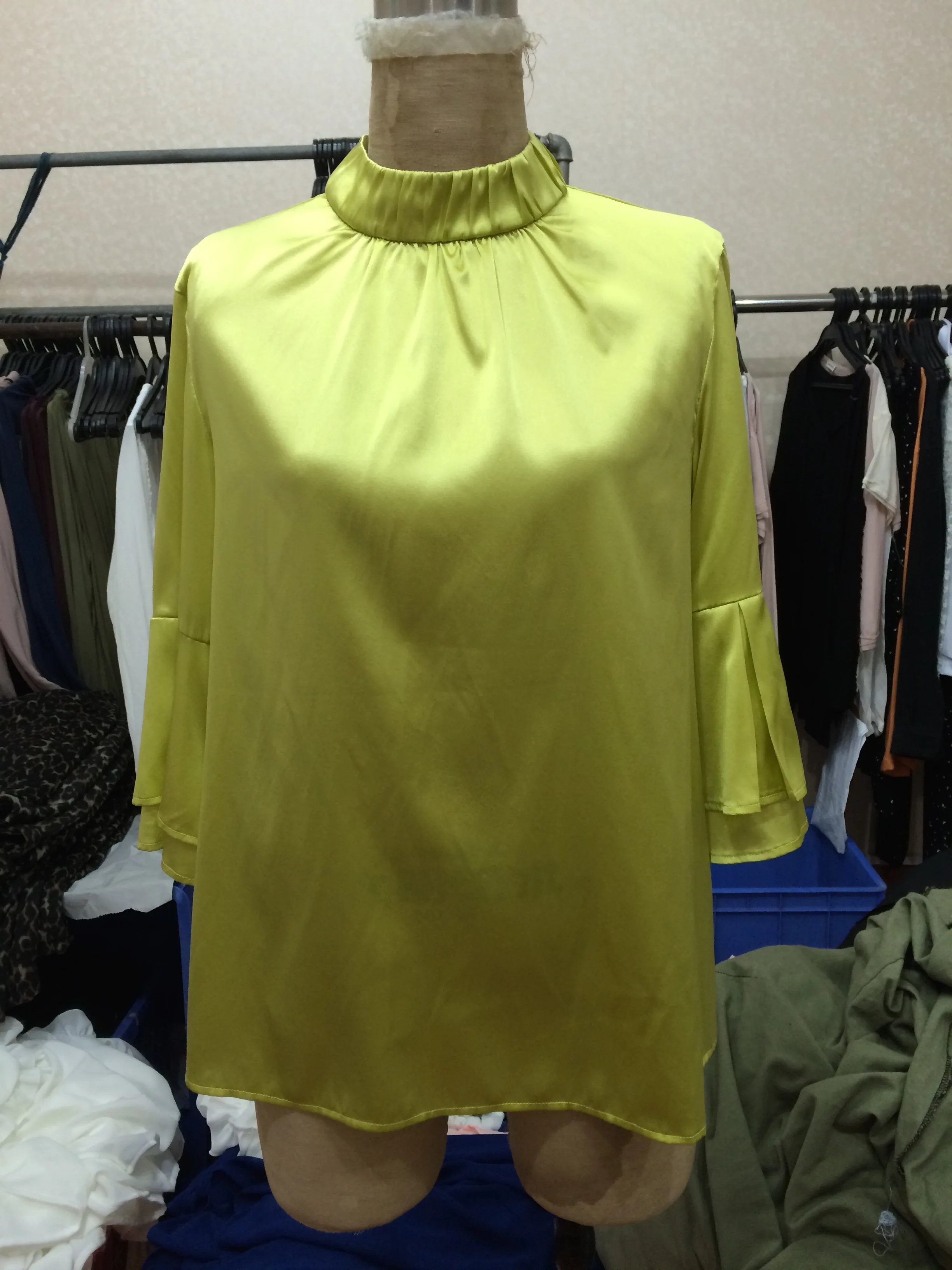 款式1面料1-silk blouse-16mm 92%silk 8%elastane satin  blouse