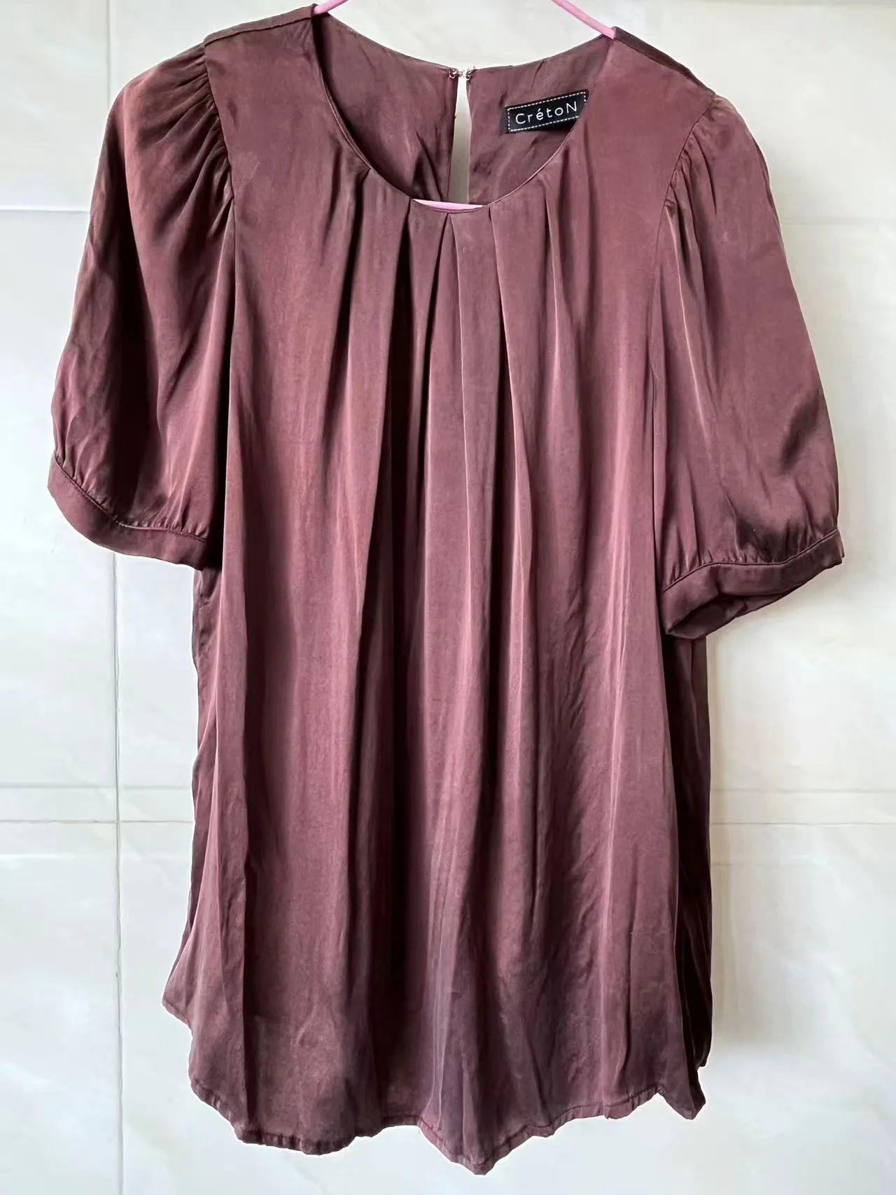 款式1面料1-silk blouse-16mm 92%silk 8%elastane satin blouse sand washed
