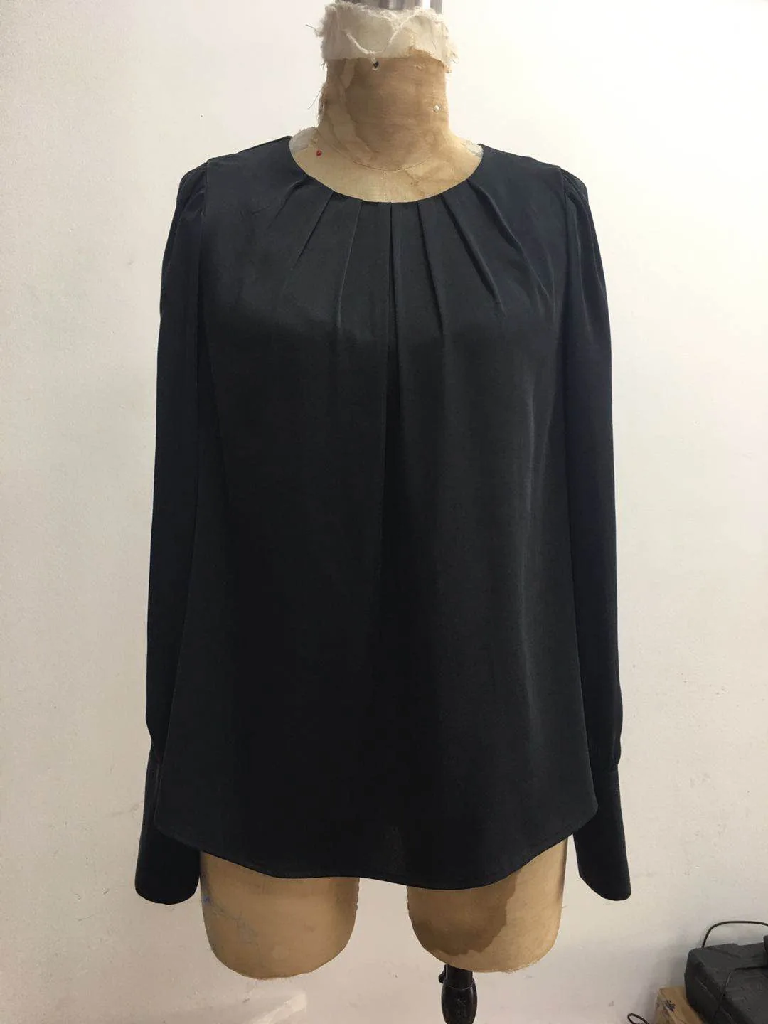 款式1面料1-silk blouse-16mm silk stretch satin  blouse sand washed